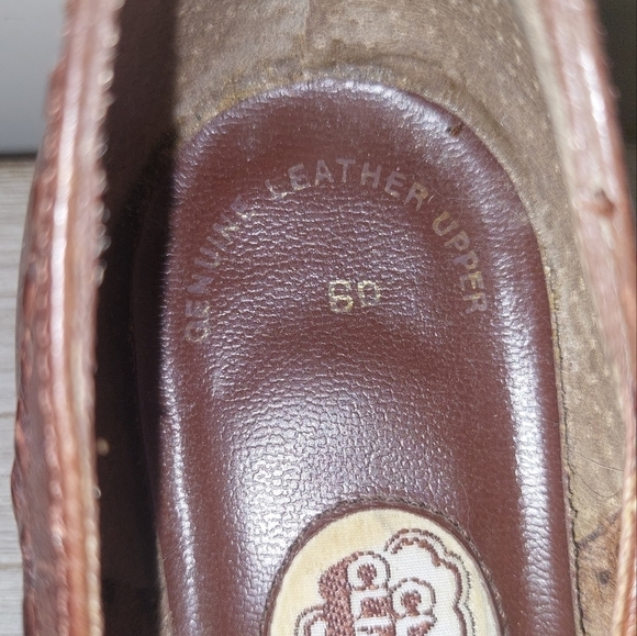 VTG 80's Brown Weaved Decorative Leather Cloud Climbers Flats Pre-Loved Size 6 - Picture 4 of 11